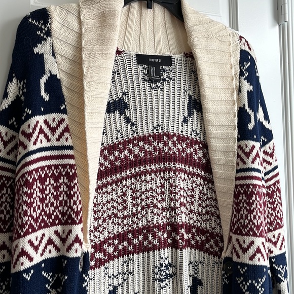 Forever 21 Winter Themed Half-Button Sweater - Picture 2 of 3